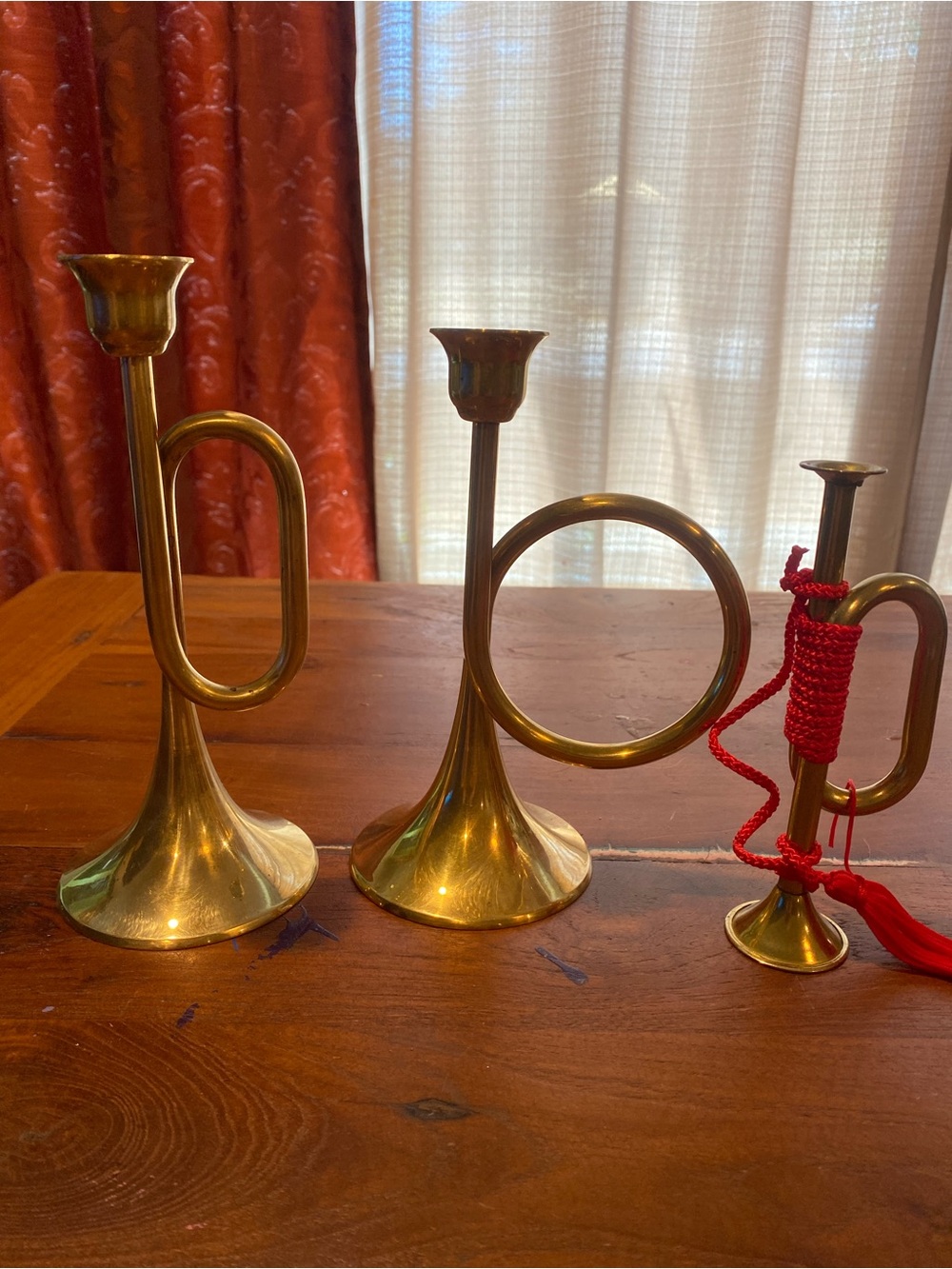 Brass Horn-Style Candle Holders Set - Brass Finish by Silvestri